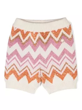 Missoni Kids брюки с узором зигзаг, нейтральный цвет