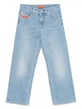 Missoni Kids брюки с вышитым логотипом, синий