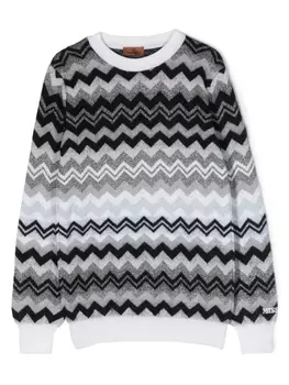 Missoni Kids джемпер с длинными рукавами и узором зигзаг, черный