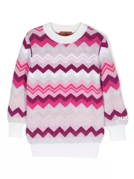 Missoni Kids джемпер с узором зигзаг, розовый