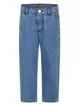 Missoni Kids джинсы прямого кроя с вышитым узором, синий