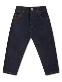 Missoni Kids джинсы прямого кроя с вышитым узором, синий