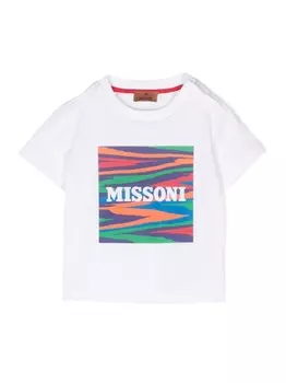 Missoni Kids футболка из джерси с логотипом, белый