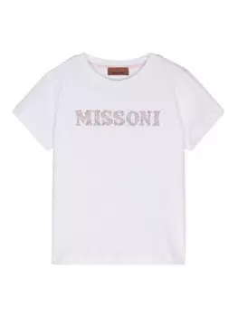 Missoni Kids футболка из хлопка с аппликацией логотипа, белый