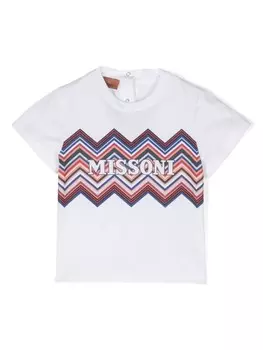 Missoni Kids футболка из хлопка с логотипом, белый