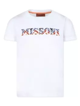 Missoni Kids футболка из хлопка с логотипом, белый