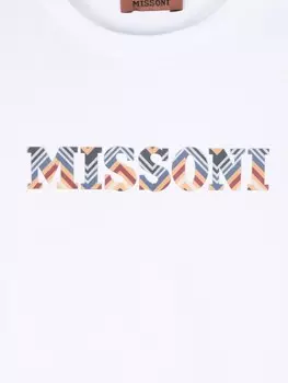 Missoni Kids футболка с нашивкой-логотипом, белый