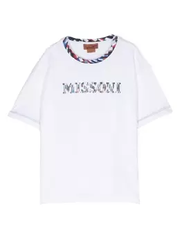 Missoni Kids футболка с тисненым логотипом, белый