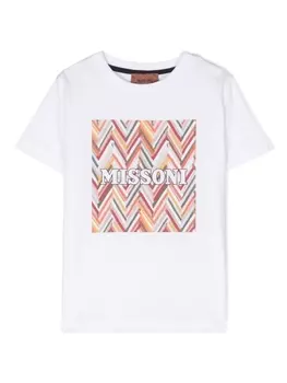 Missoni Kids футболка с узором зигзаг, белый
