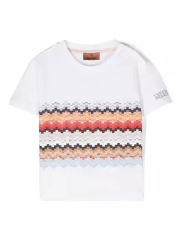 Missoni Kids футболка с узором зигзаг, белый