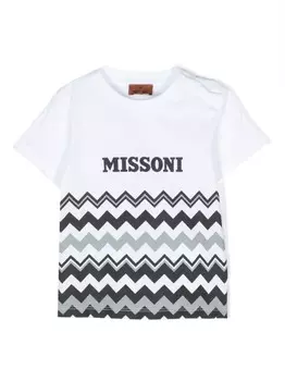 Missoni Kids футболка с узором зигзаг, белый