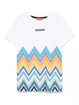 Missoni Kids футболка с узором зигзаг, белый