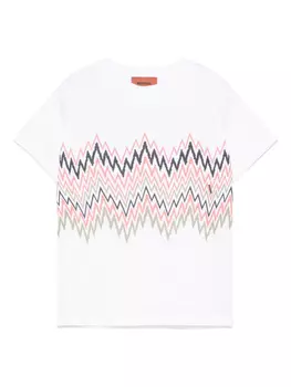 Missoni Kids футболка с узором зигзаг, белый