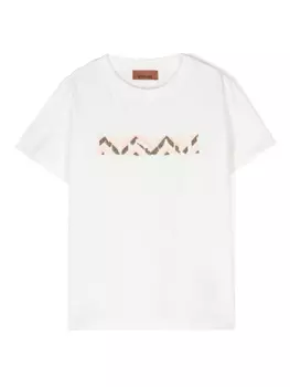 Missoni Kids футболка с вышитым логотипом, белый