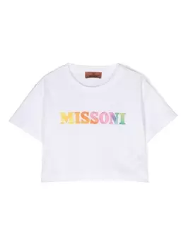 Missoni Kids футболка с вышитым логотипом, белый
