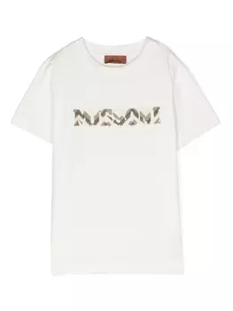 Missoni Kids футболка с вышитым логотипом, белый