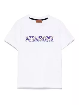 Missoni Kids футболка с вышитым логотипом, белый