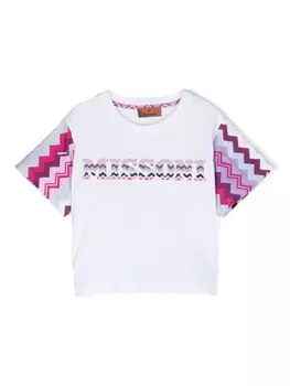 Missoni Kids футболка с вышитым логотипом, белый