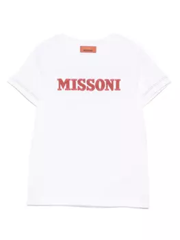 Missoni Kids футболка с вышитым логотипом, белый