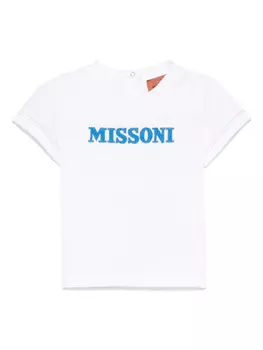 Missoni Kids футболка с вышитым логотипом, белый