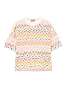 Missoni Kids футболка с зигзагообразным принтом, белый