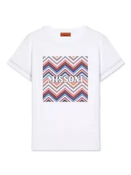 Missoni Kids футболка с зигзагообразным принтом логотипа, белый