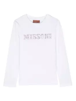 Missoni Kids футболка со стразами, белый