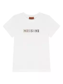 Missoni Kids футболка со стразами, белый