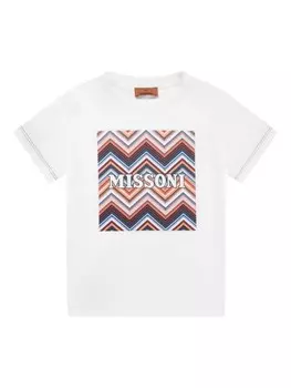 Missoni Kids хлопковая футболка с логотипом, белый