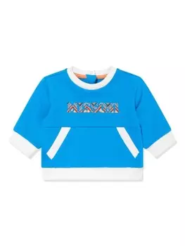 Missoni Kids хлопковая толстовка с круглым вырезом и логотипом-аппликацией, синий