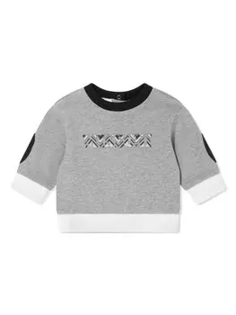 Missoni Kids хлопковая толстовка с круглым вырезом и логотипом-аппликацией, серый