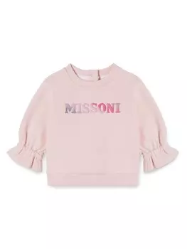 Missoni Kids хлопковая толстовка с рельефным логотипом, розовый