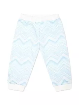 Missoni Kids хлопковые спортивные брюки с шевронным принтом, синий