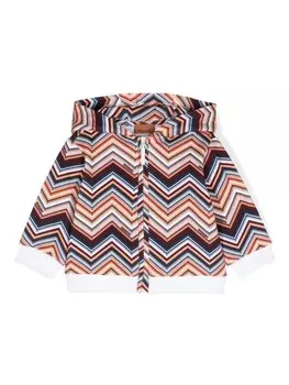 Missoni Kids худи на молнии с узором шеврон, белый