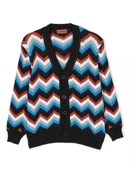 Missoni Kids кардиган с узором шеврон, черный
