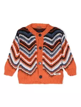 Missoni Kids кардиган с узором шеврон, оранжевый