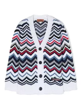 Missoni Kids кардиган с узором зигзаг, синий