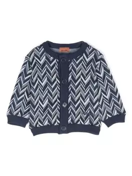 Missoni Kids кардиган с узором зигзаг, синий