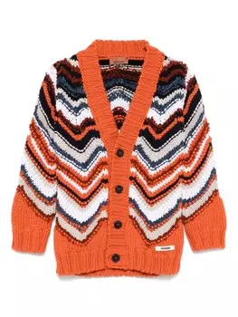 Missoni Kids кардиган с зигзагообразным узором, оранжевый