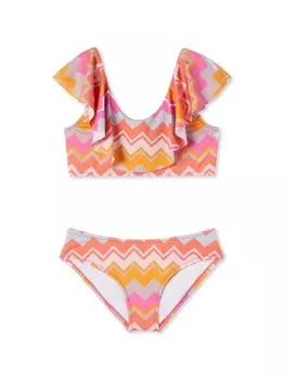 Missoni Kids комплект бикини с шевронным принтом по всей поверхности, розовый