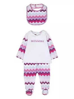 Missoni Kids комплект для новорожденного с узором зигзаг, белый