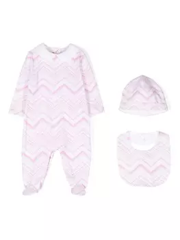 Missoni Kids комплект из трех предметов с узором шеврон, белый