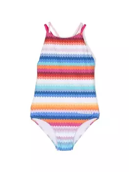 Missoni Kids купальник с узором зигзаг, розовый
