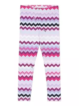 Missoni Kids легинсы из джерси с принтом зигзаг, розовый