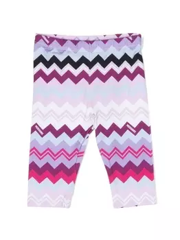 Missoni Kids легинсы с эластичным поясом и узором зигзаг, фиолетовый