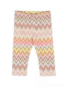 Missoni Kids легинсы с узором шеврон, оранжевый