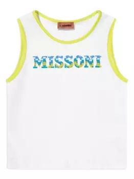 Missoni Kids logo-printed sleeveless t-shirt, белый