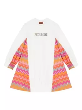 Missoni Kids мини-платье с логотипом, белый