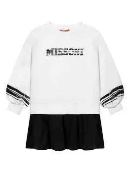 Missoni Kids многослойное платье мини с логотипом, белый