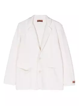 Missoni Kids однобортный пиджак с узором зигзаг, нейтральный цвет